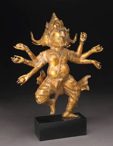 Appraisal: A Thai gilt bronze figure of a dancing Ganesa The