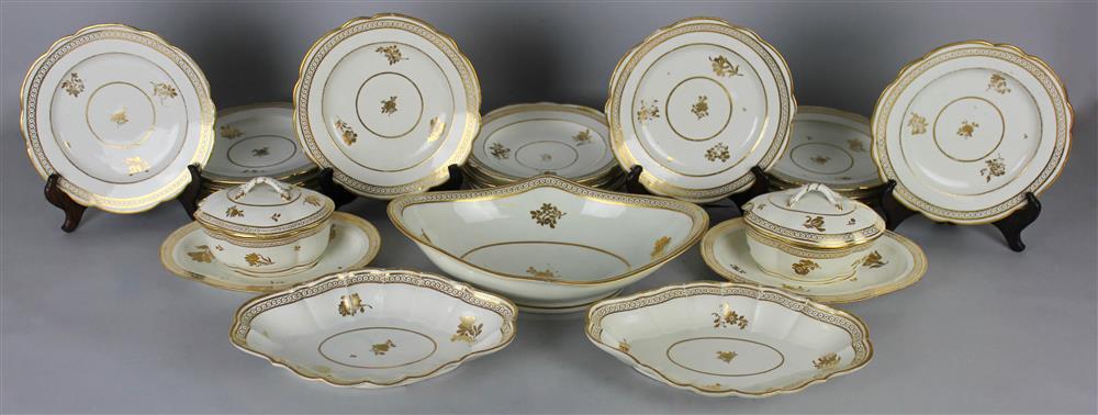 Appraisal: ANTIQUE GILDED WHITE CHINA PARTIAL SET the china has applied