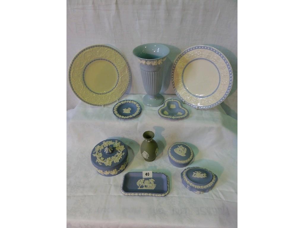 Appraisal: A collection of Wedgwood Jasperwares comprising a blue ground powder