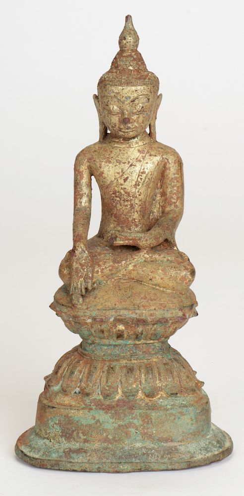 Appraisal: th C Cast Bronze Shan Buddha Burma th C Cast