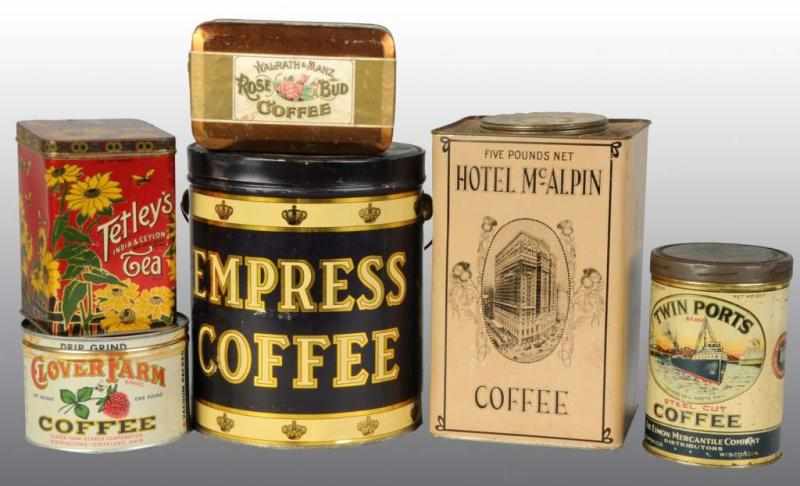 Appraisal: Lot of Coffee Tea Tins Description Includes Twin Ports Coffee