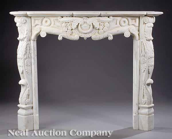 Appraisal: A Fine Beaux Arts Carved Marble Mantel c the molded