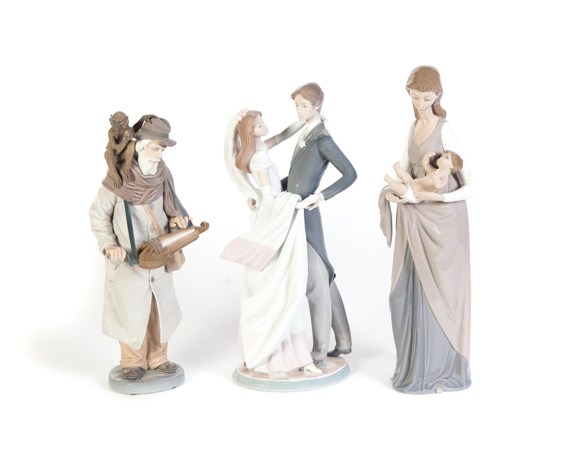 Appraisal: THREE LLADRO FIGURINES Spain th century High glaze in earth-tone