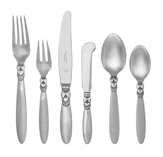 Appraisal: A Danish Silver Flatware Service Georg Jensen Silversmithy Copenhagen th