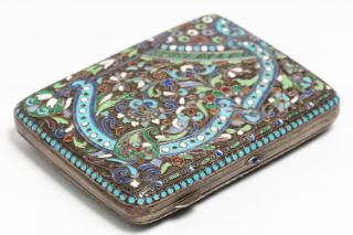 Appraisal: Russian Enameled Silver Gilt Cigarette Case Circa with vermeil interior