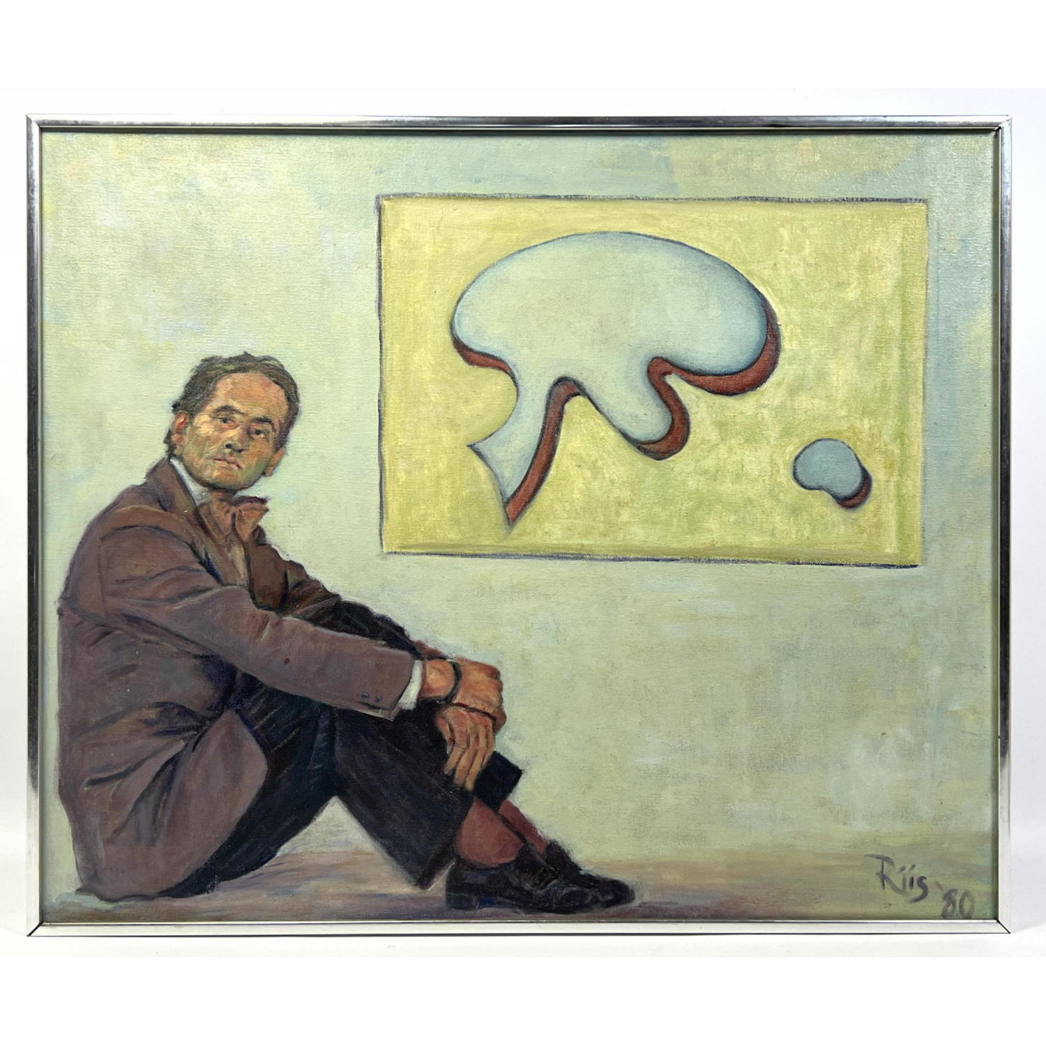 Appraisal: Riis Painting on Canvas Homage to Jens Arp Dimensions H