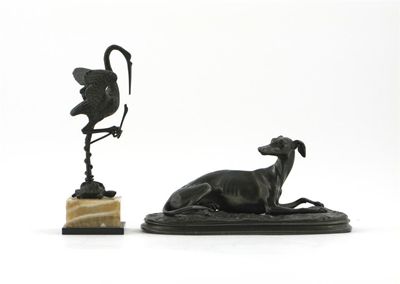 Appraisal: A spelter model of a greyhound cm in high and