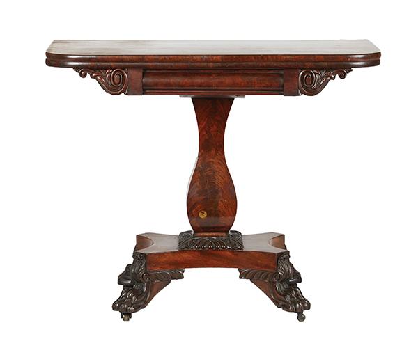 Appraisal: A WILLIAM IV MAHOGANY CARD TABLE CIRCA The fold over