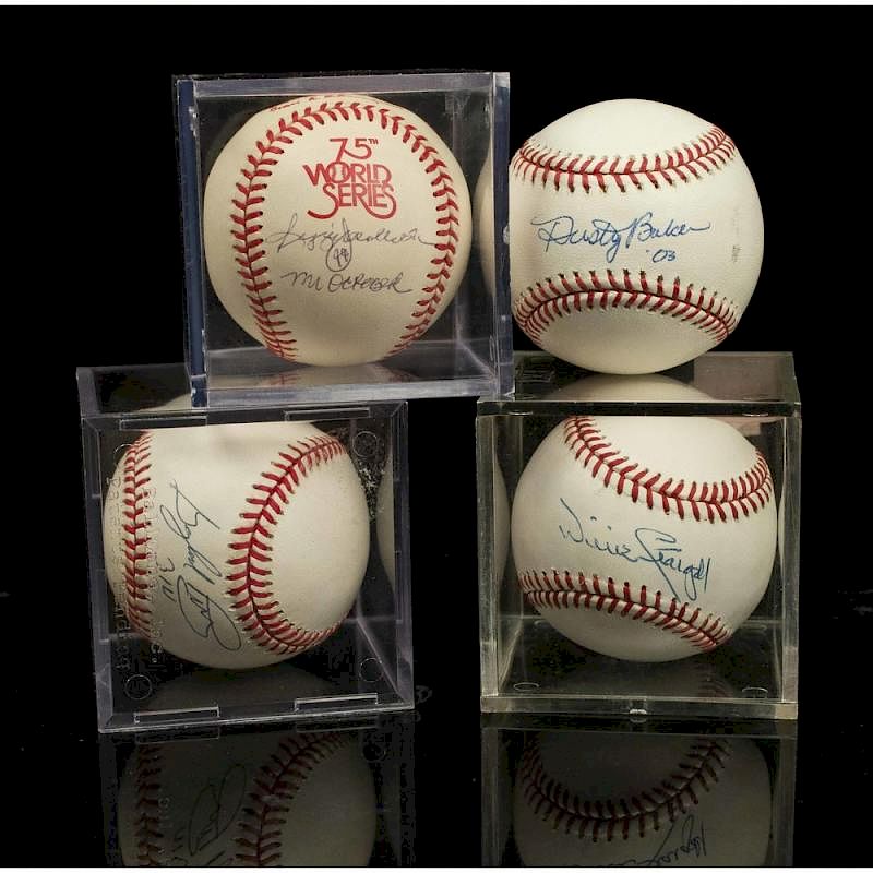 Appraisal: Four Autographed Baseballs by Willie Stargel w COA Reggie Jackson