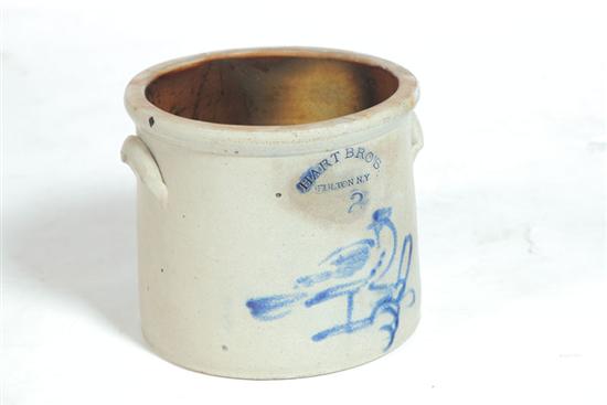 Appraisal: STONEWARE CROCK American nd half- th century Simple linear cobalt