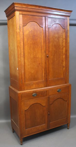 Appraisal: Early th Century Pennsylvania Southern cherry linen press with tombstone