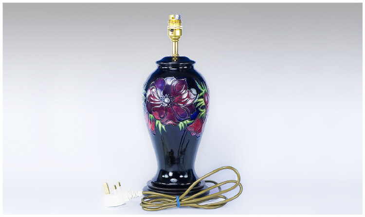 Appraisal: Moorcroft Large Table Lamp Base Anemone Range Shape type marks