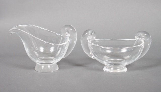 Appraisal: Steuben crystal sugar bowl and creamer and designed by Irene