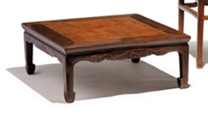 Appraisal: Fine Chinese tielimu and burl wood square waisted table qing