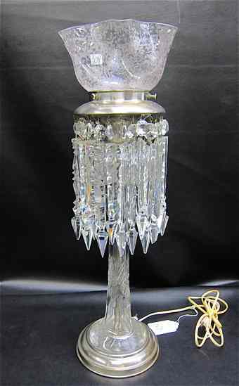 Appraisal: CUT CRYSTAL AND SILVERED METAL TABLE LAMP having clear crystal