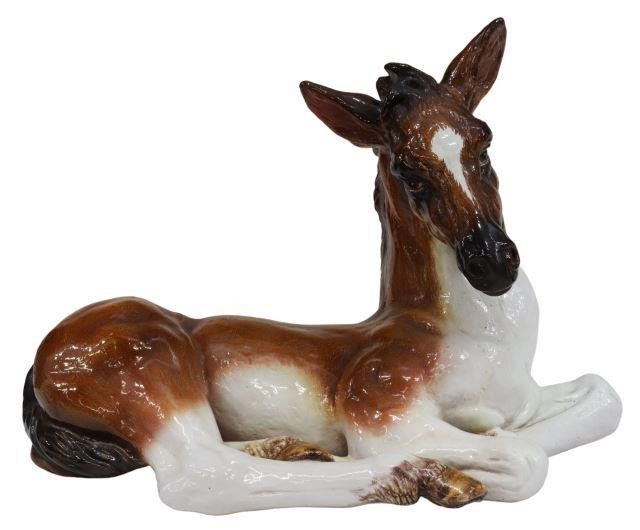 Appraisal: Italian slip cast porcelain foal late th c in recumbent