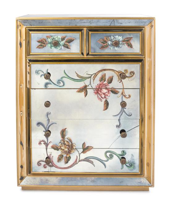 Appraisal: Sale Lot A Paint Decorated Mirrored Chest of Drawers with