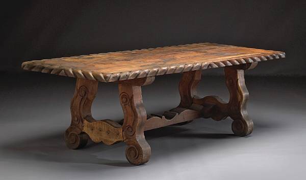 Appraisal: A Baroque style mixed hardwood refectory table The rectangular top