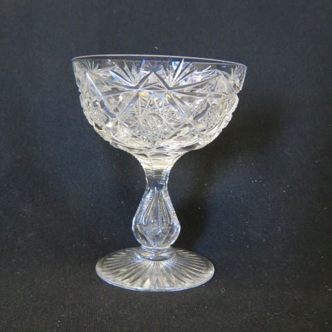 Appraisal: Cut Glass Champagnes elegant hollow teardrop bases brilliant period excellent