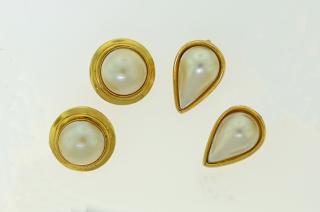 Appraisal: Two Pair of Mabe Pearl Earrings Two pair of k