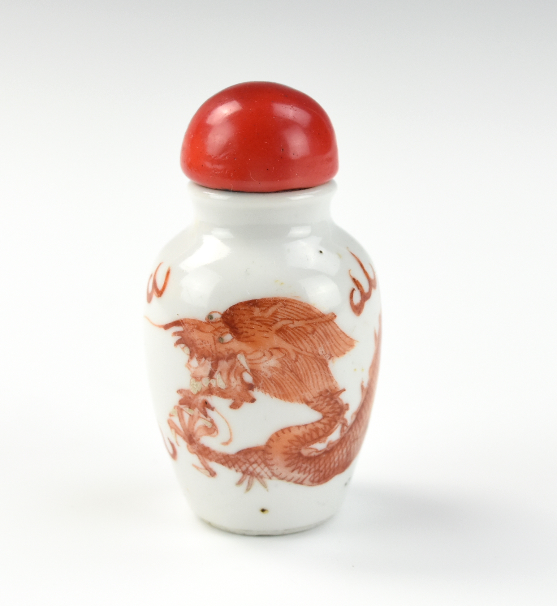 Appraisal: CHINESE IRON-RED PORCELAIN SNUFF BOTTLE TH C Chinese th C