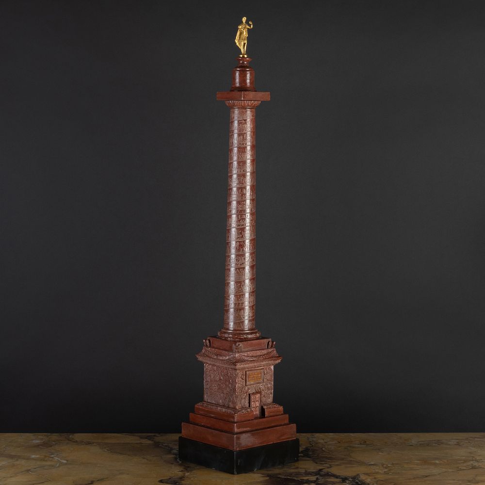 Appraisal: Tall Italian Rosso Antico Marble and Gilt-Metal Model of Trajan's