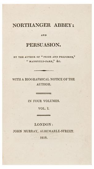 Appraisal: AUSTEN Jane - Northanger Abbey And Persuasion By the Author