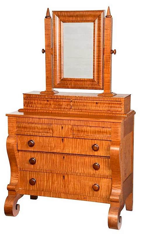 Appraisal: American Classical Tiger Maple Dresser Pennsylvania or New York th