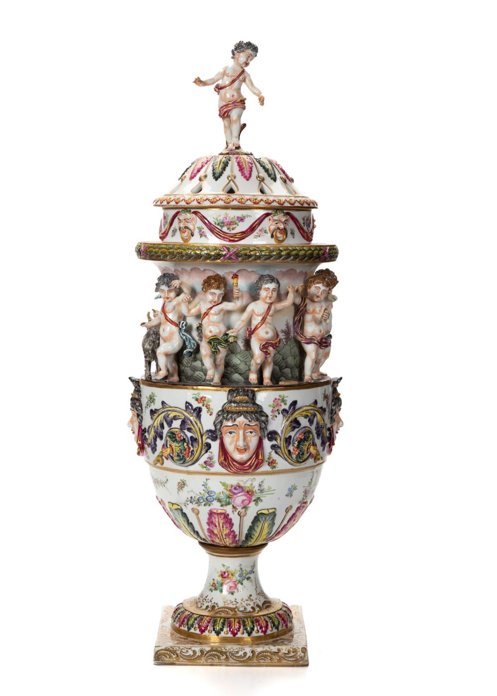 Appraisal: A large Capodimonte urn First-half th Century With blue underglaze