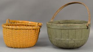 Appraisal: Two piece lot including splint basket with swing handle and