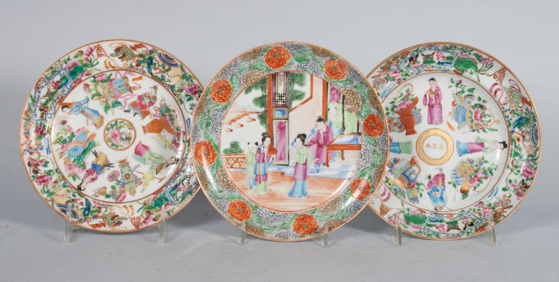 Appraisal: Chinese Export Rose Mandarin porcelain plates plate with auspicious figures