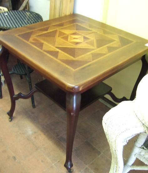 Appraisal: A late th century square centre table the parquetry top