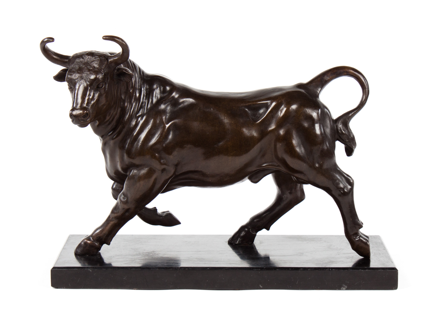 Appraisal: After A L Barye Charging Bull bronze mounted on black