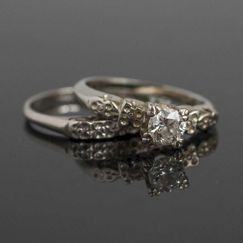 Appraisal: Diamond k Ring and Band k white gold ring having