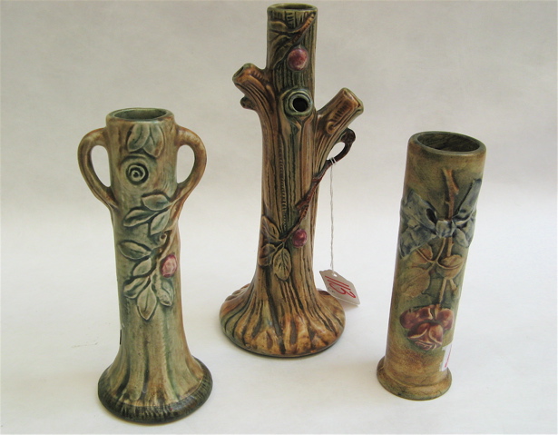 Appraisal: THREE WELLER ART POTTERY BUD VASES two are from the