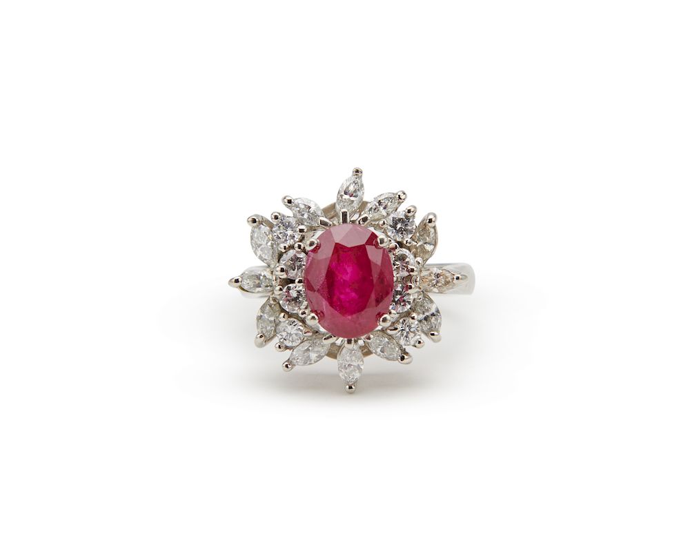 Appraisal: Platinum Ruby and Diamond Ring Platinum Ruby and Diamond Ring