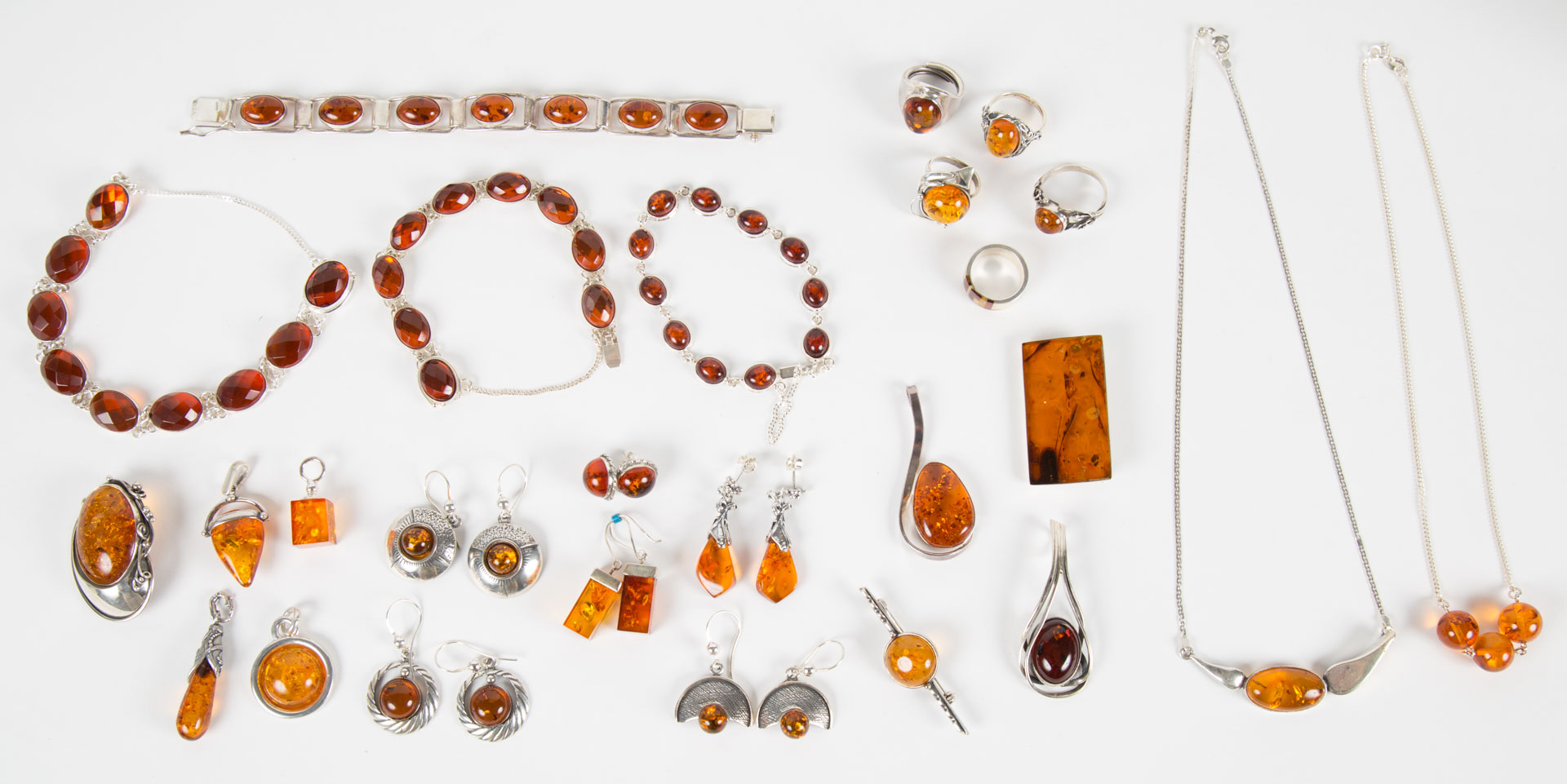 Appraisal: An Assortment of Amber Fashion Jewelry including necklaces bracelets earrings