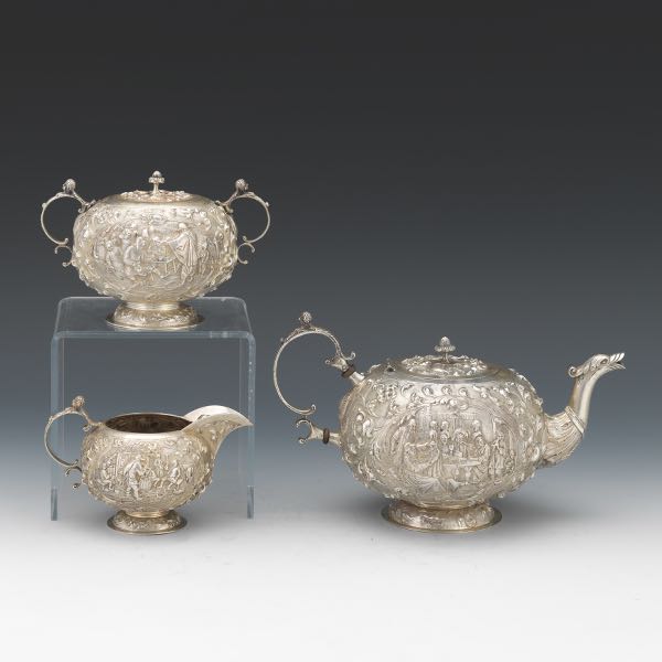 Appraisal: DUTCH SILVER TEA SERVICE GERARDUS SCHOORL OF ZAANDIJK DATED Dutch