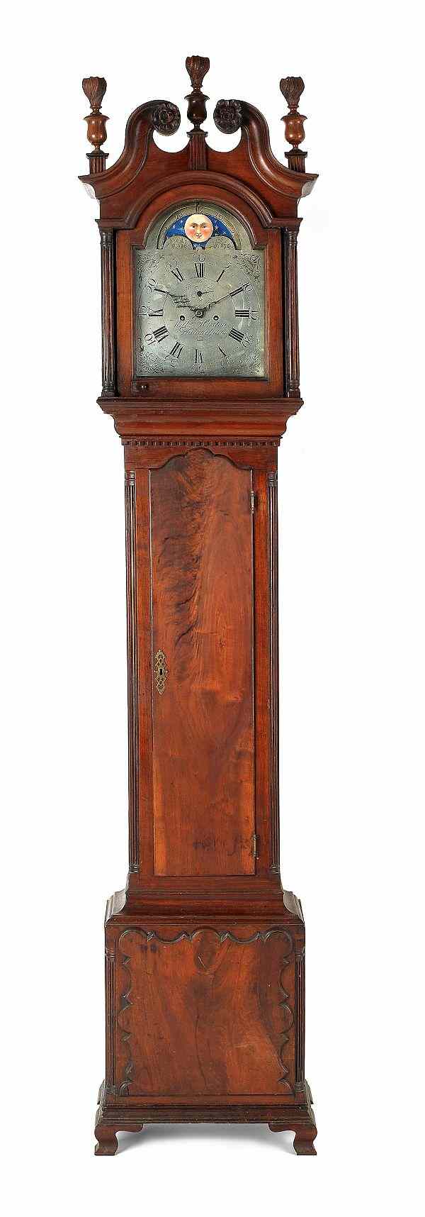 Appraisal: Philadelphia Chippendale walnut tall case clock ca the broken arch