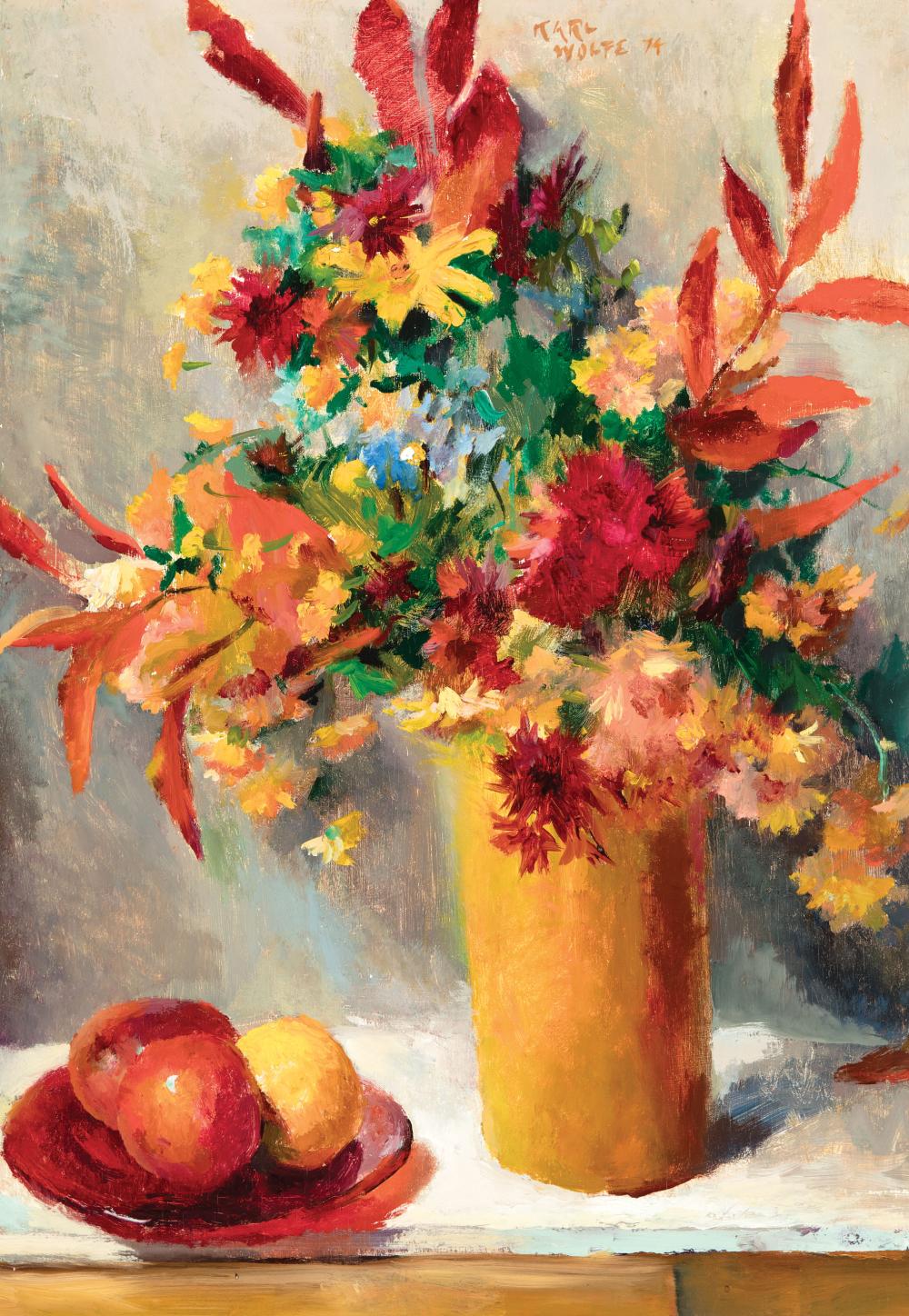 Appraisal: Karl Wolfe American Mississippi - Fall Flowers oil on panel