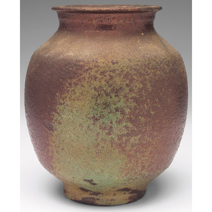 Appraisal: Pewabic vase hand-thrown shouldered shape under a brown and green