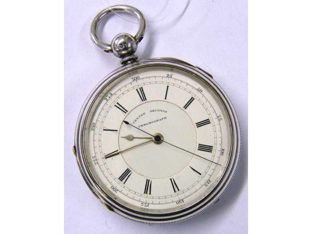 Appraisal: Silver English lever centre seconds chronograph pocket watch hallmarked Chester