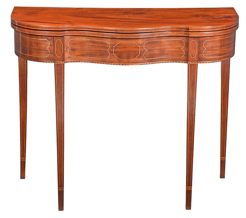 Appraisal: American Federal Inlaid Mahogany Card Table attributed to Philadelphia circa