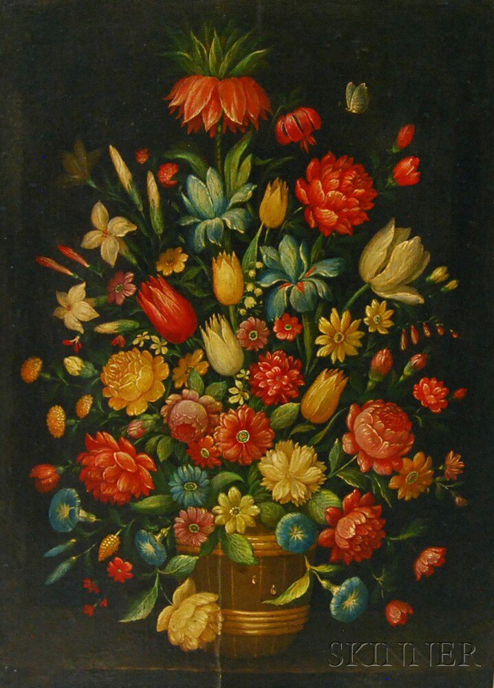 Appraisal: Continental School th th Century Floral Still Life Unsigned Oil