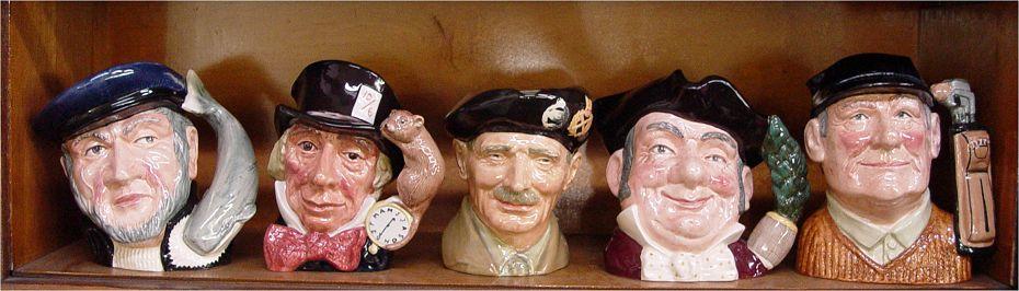 Appraisal: ROYAL DOULTON LARGE CHARACTER JUGS To include CAPT AHAB D