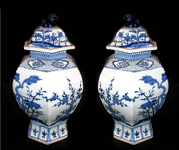 Appraisal: A pair of Chinese hexagonal ginger jars with figural foo