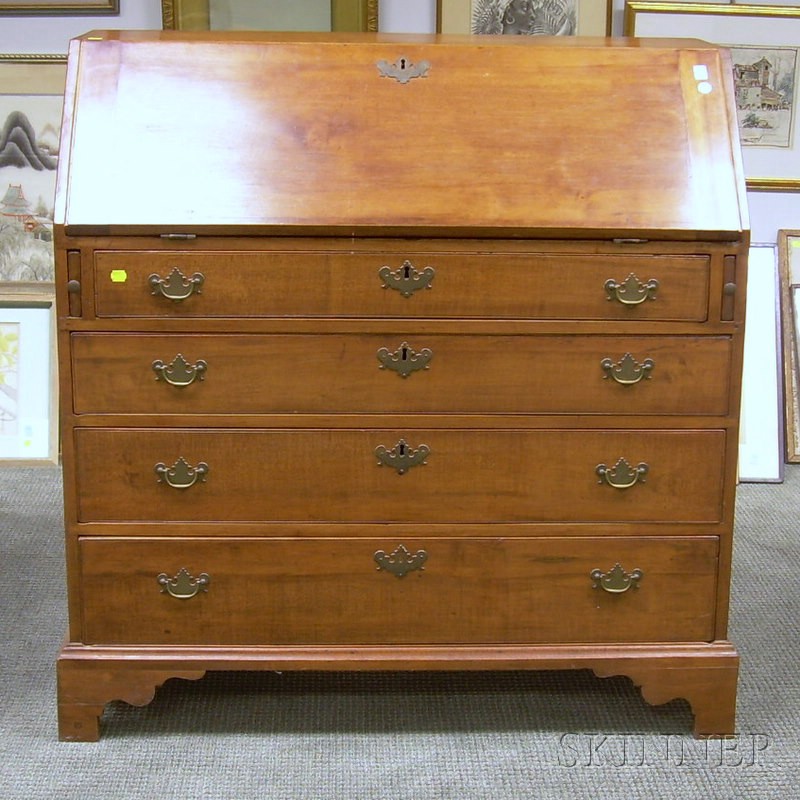 Appraisal: Chippendale Maple and Tiger Maple Slant-lid Desk wd in