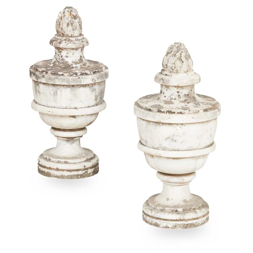 Appraisal: PAIR OF WHITE MARBLE ARCHITECTURAL FINIALS EARLY TH CENTURY each