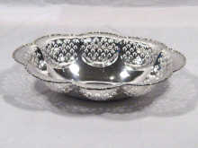 Appraisal: A deep lobed oval silver dish with pierced decoration cm