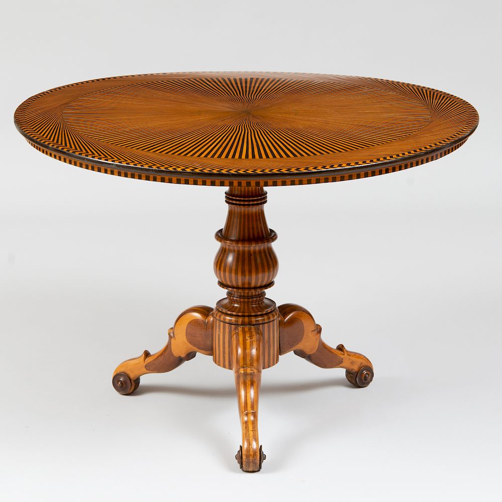 Appraisal: Fine Continental Ebony and Fruitwood Parquetry Tilt-Top Center Table Possibly